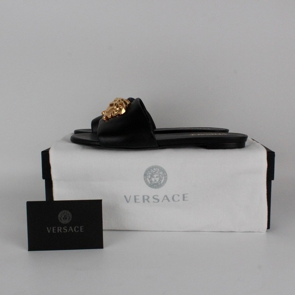 VERSACE MEDUSA LEATHER SLIDES - Picture 4 of 5